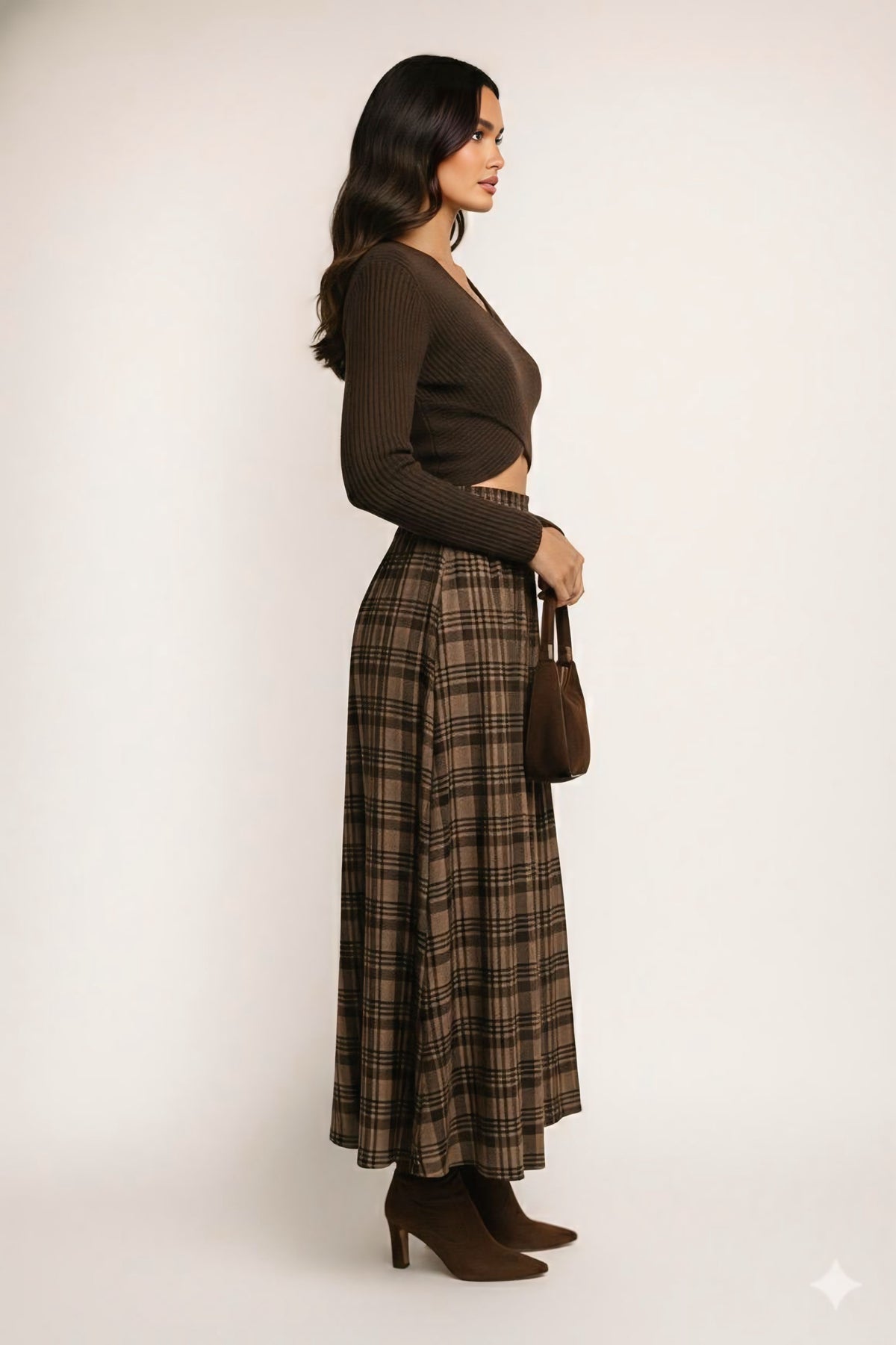 Brown Wrap Fuzzy Sweater