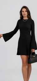 Black Ribbed Knit Dress