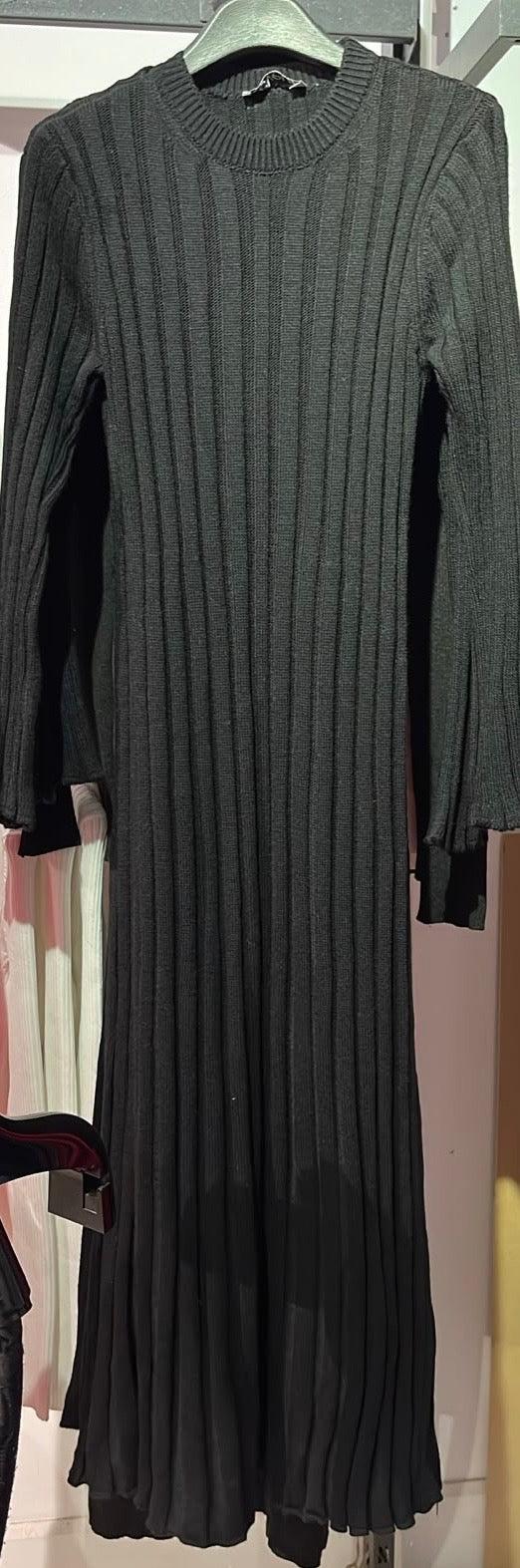 Black Ribbed Knit Maxi Dress