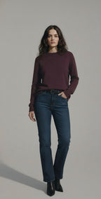 Plum Side-Slit Knit Pullover