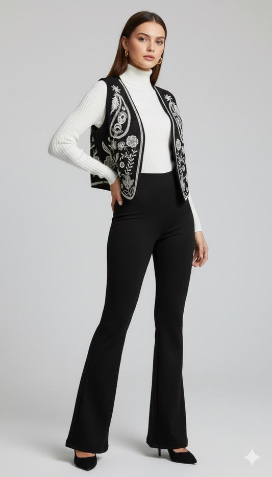 Black Embroidered Vest