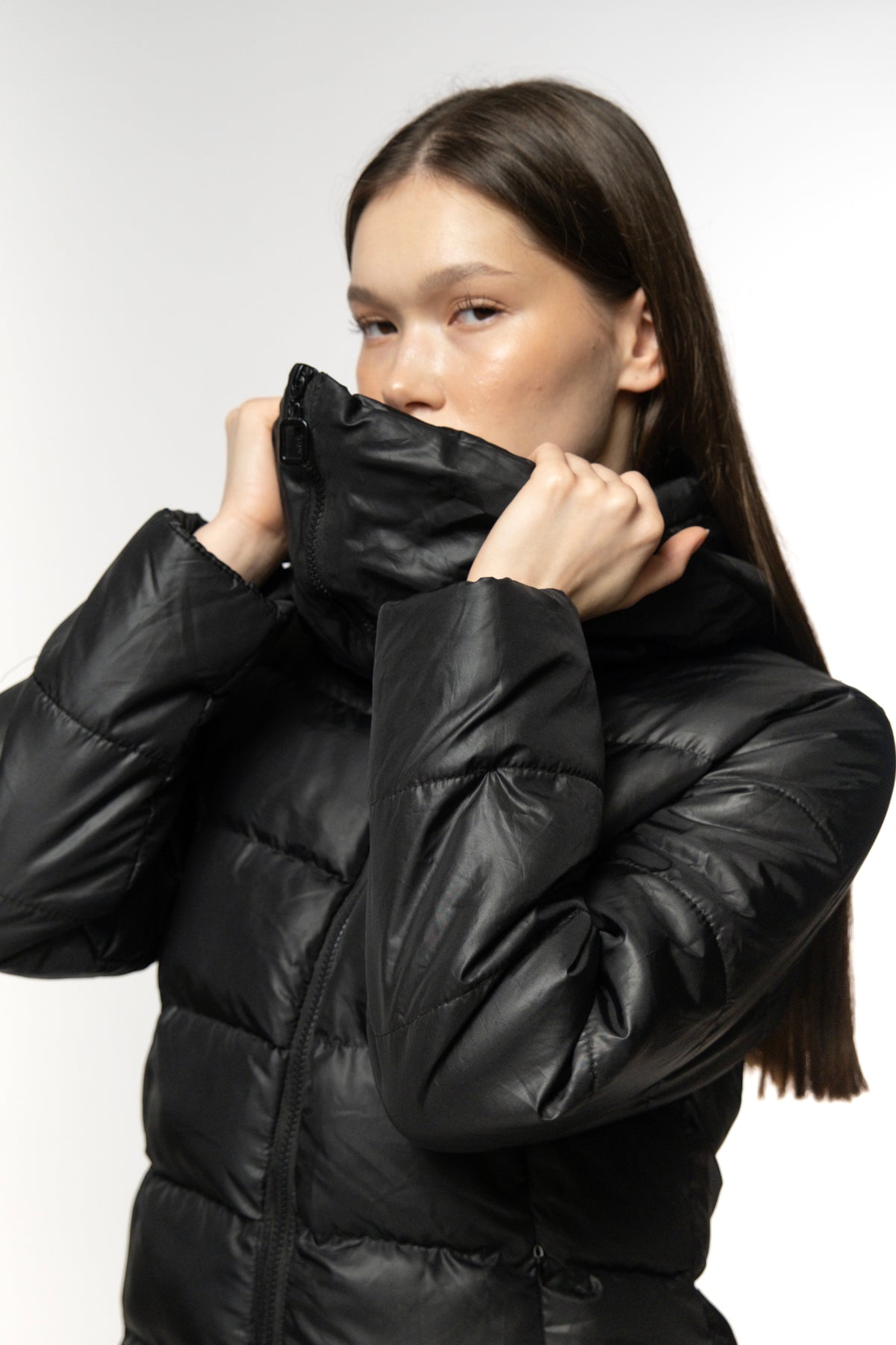 Black Luxe Quilted Puffer Jacket