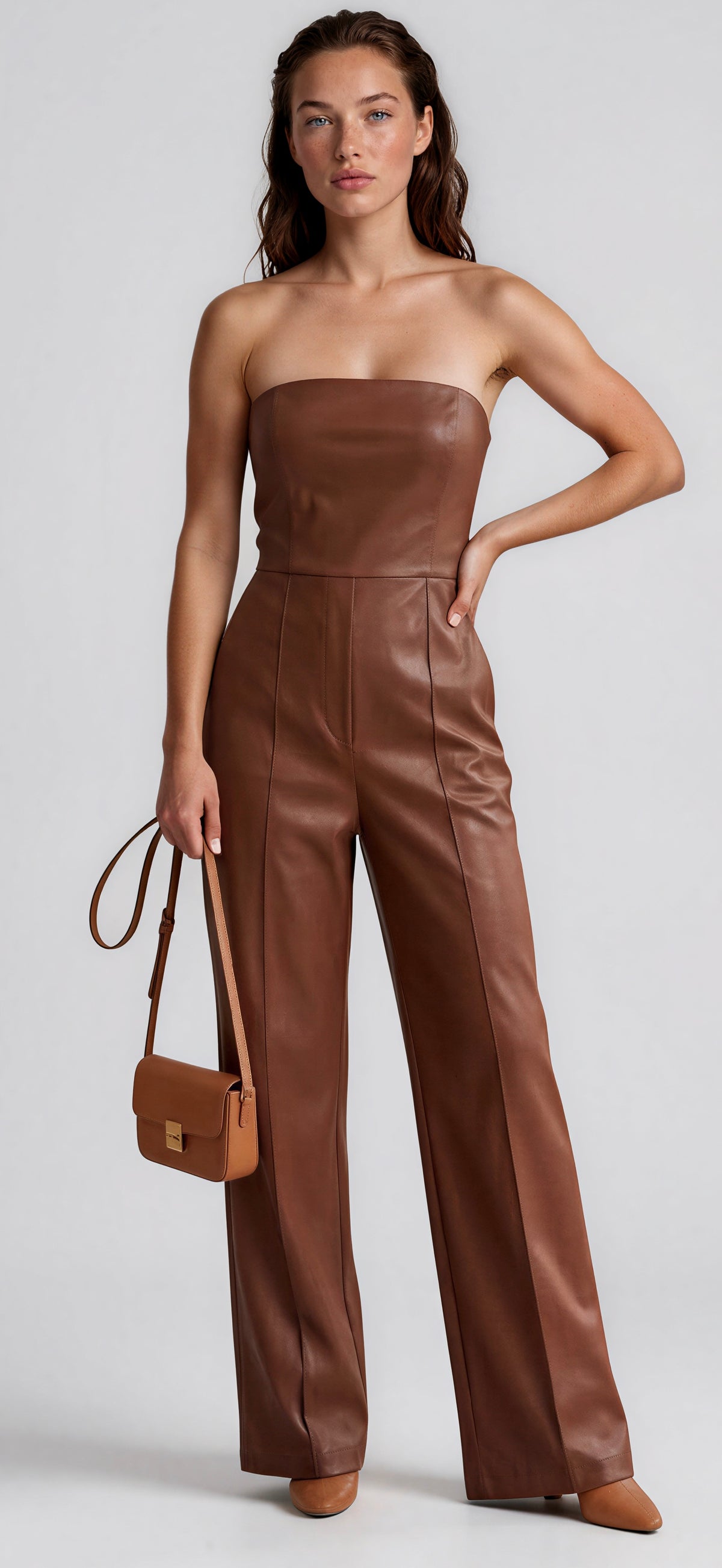 Camel Leather Jumpsuit