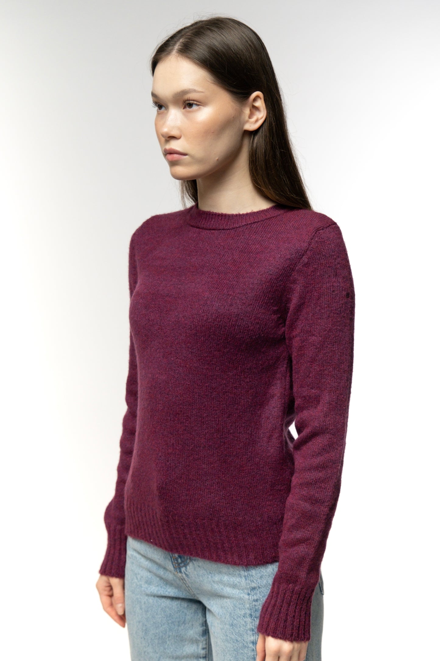 Plum Ribbed Knit Pullover