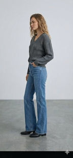 Charcoal V-Neck Knit Sweater
