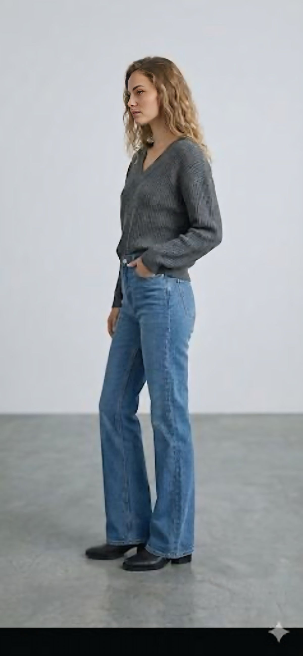 Charcoal V-Neck Knit Sweater