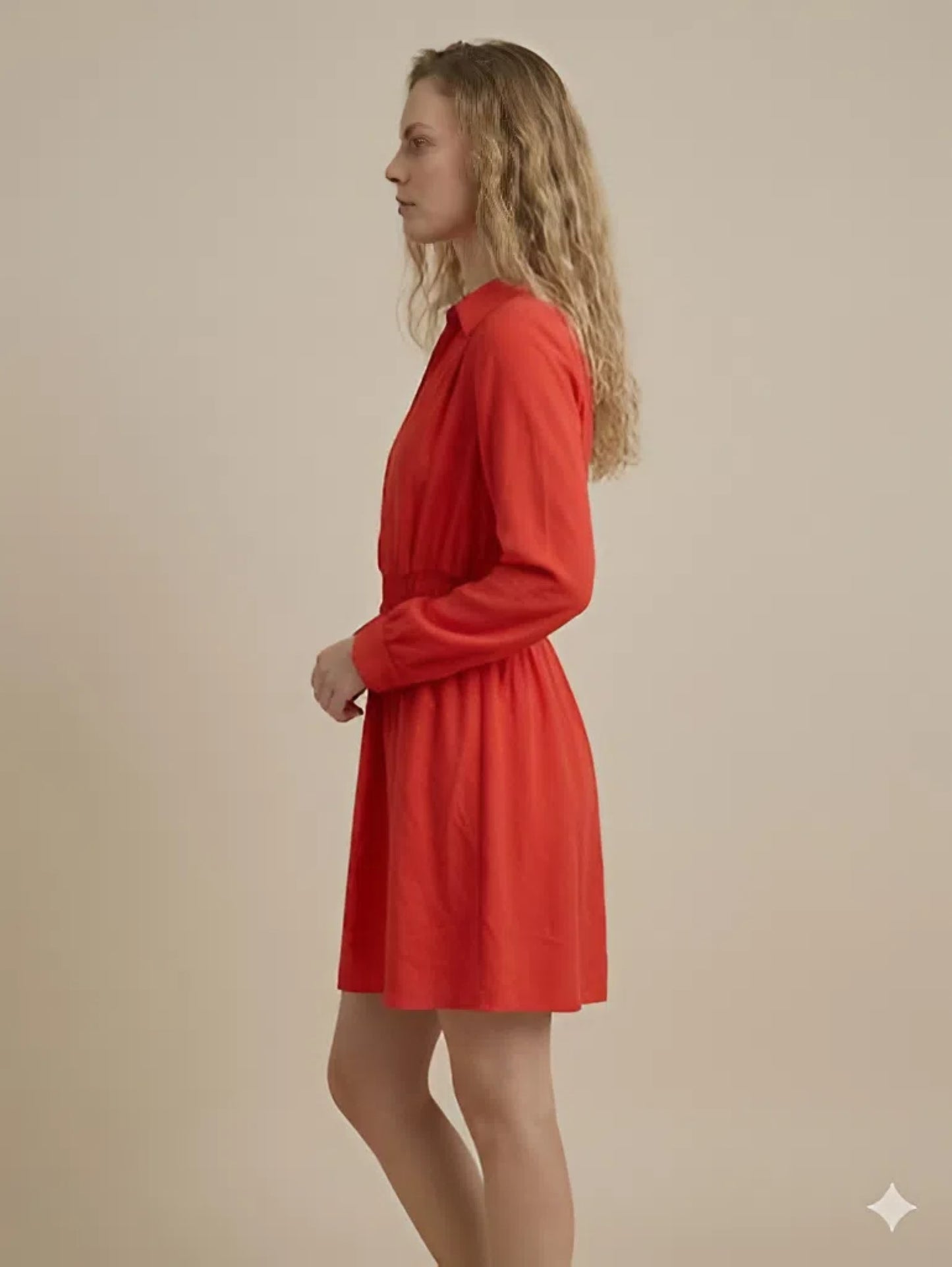 Red Dress With Elastic Waist