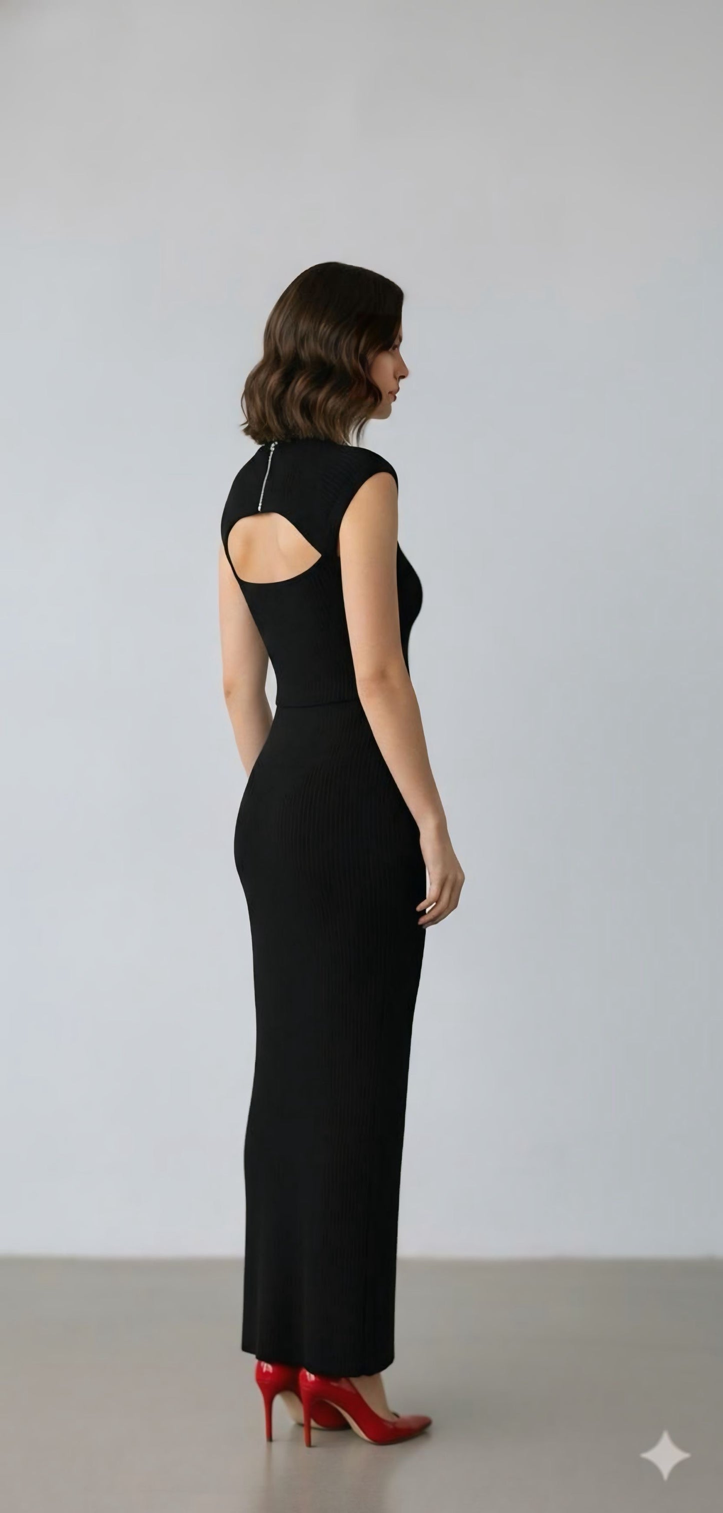 Black Cutout Knit Maxi Dress