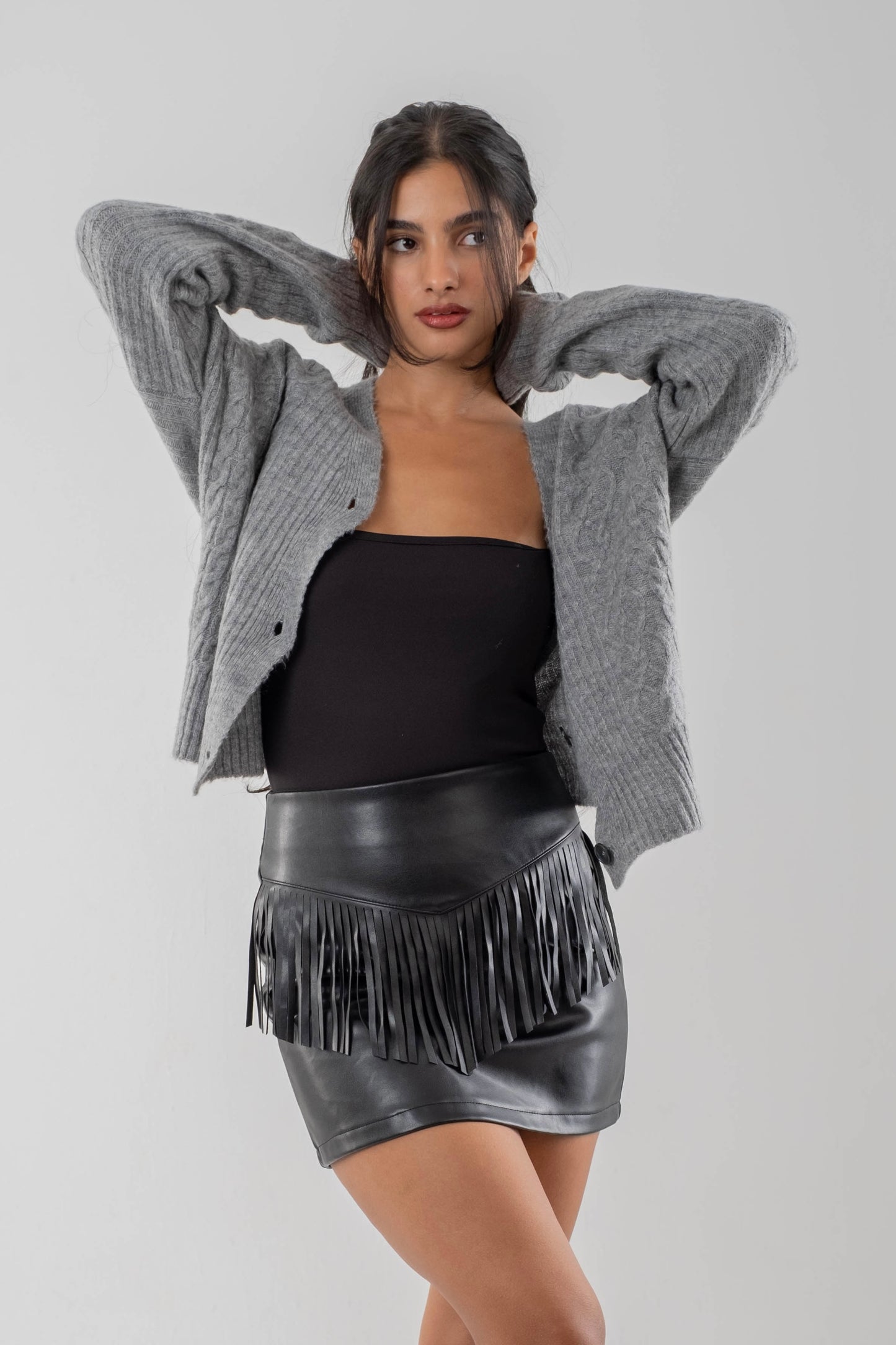 Dakota Fringe Faux Leather Skirt