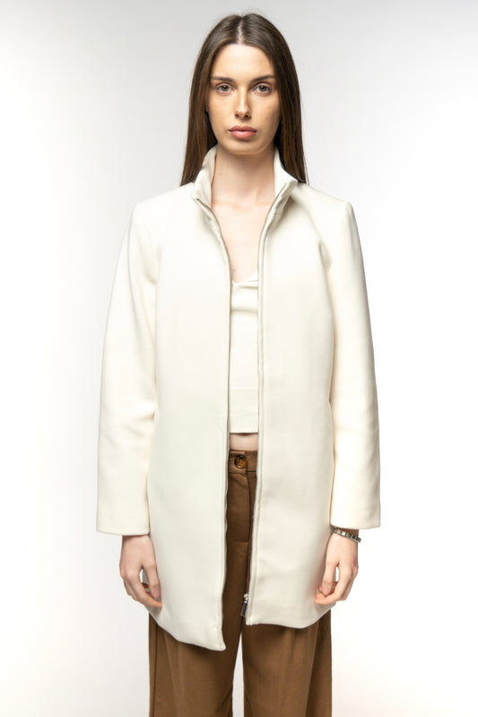 Ivory Zip-Up Tailored Coat