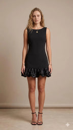 Black Bubble Hem Mini Dress