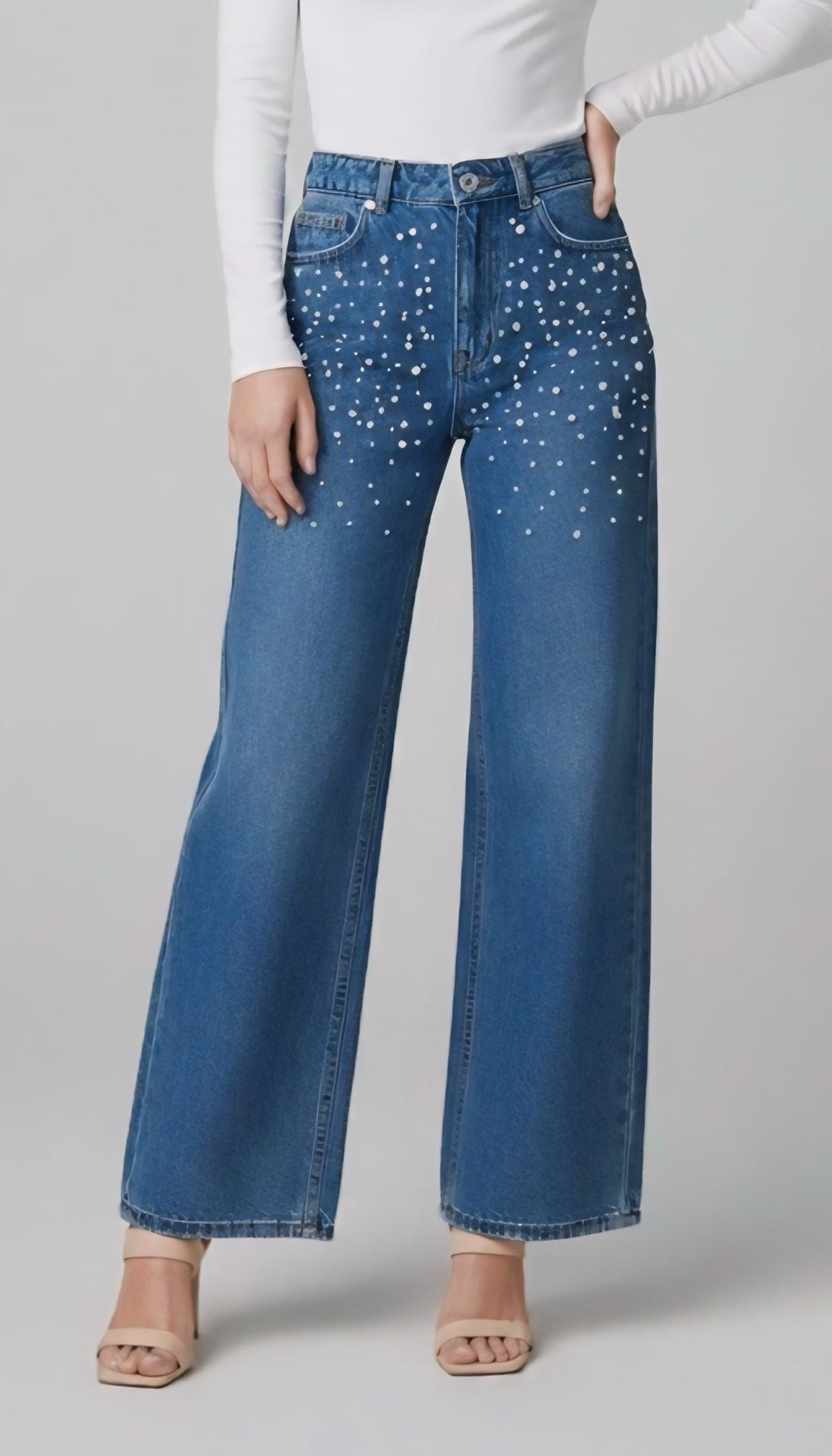 Blue Pearly Denim Pants