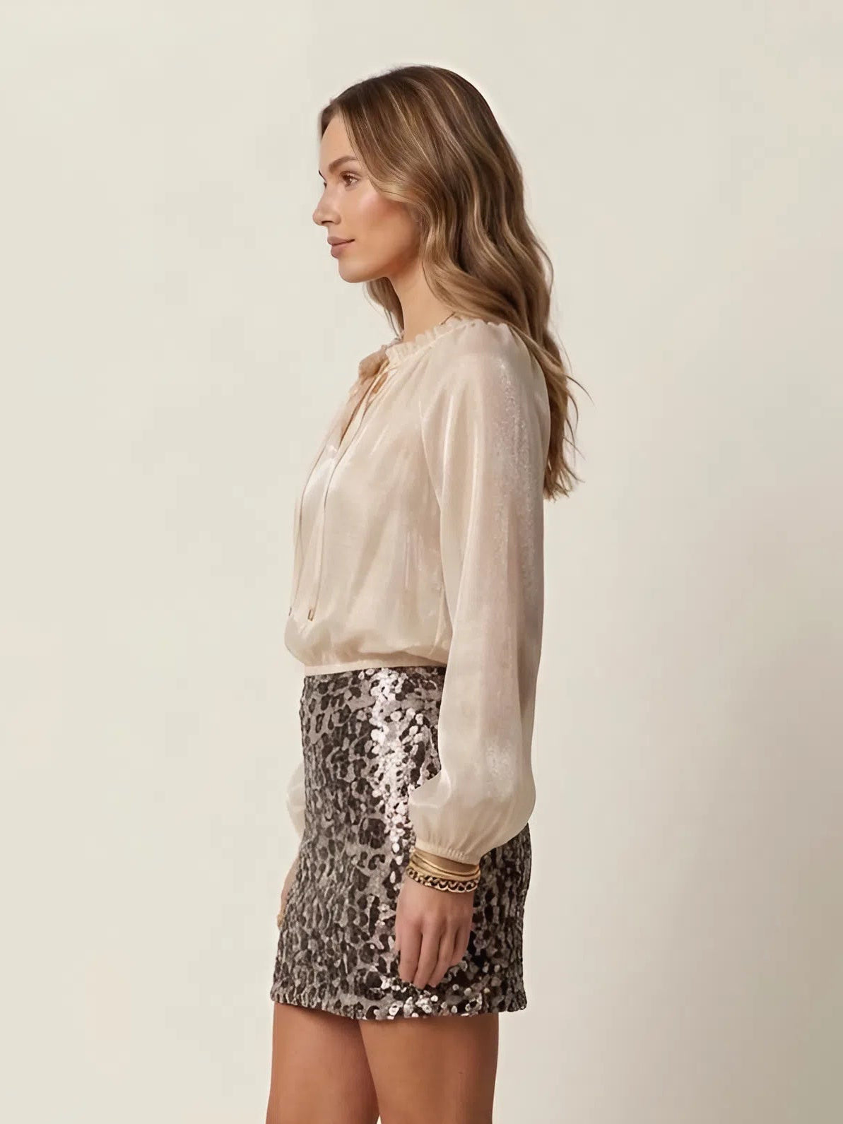 Ivory Gathered Neck Blouse