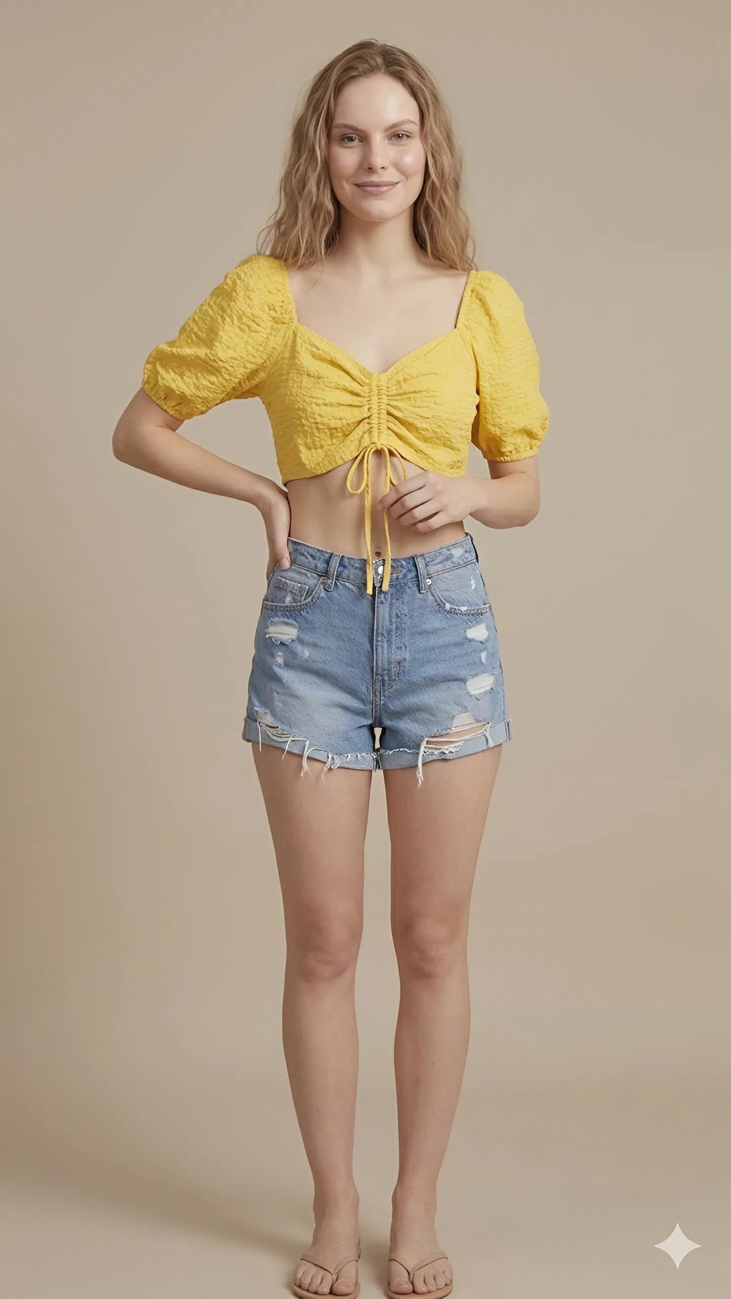 Yellow Quilted Crop Top