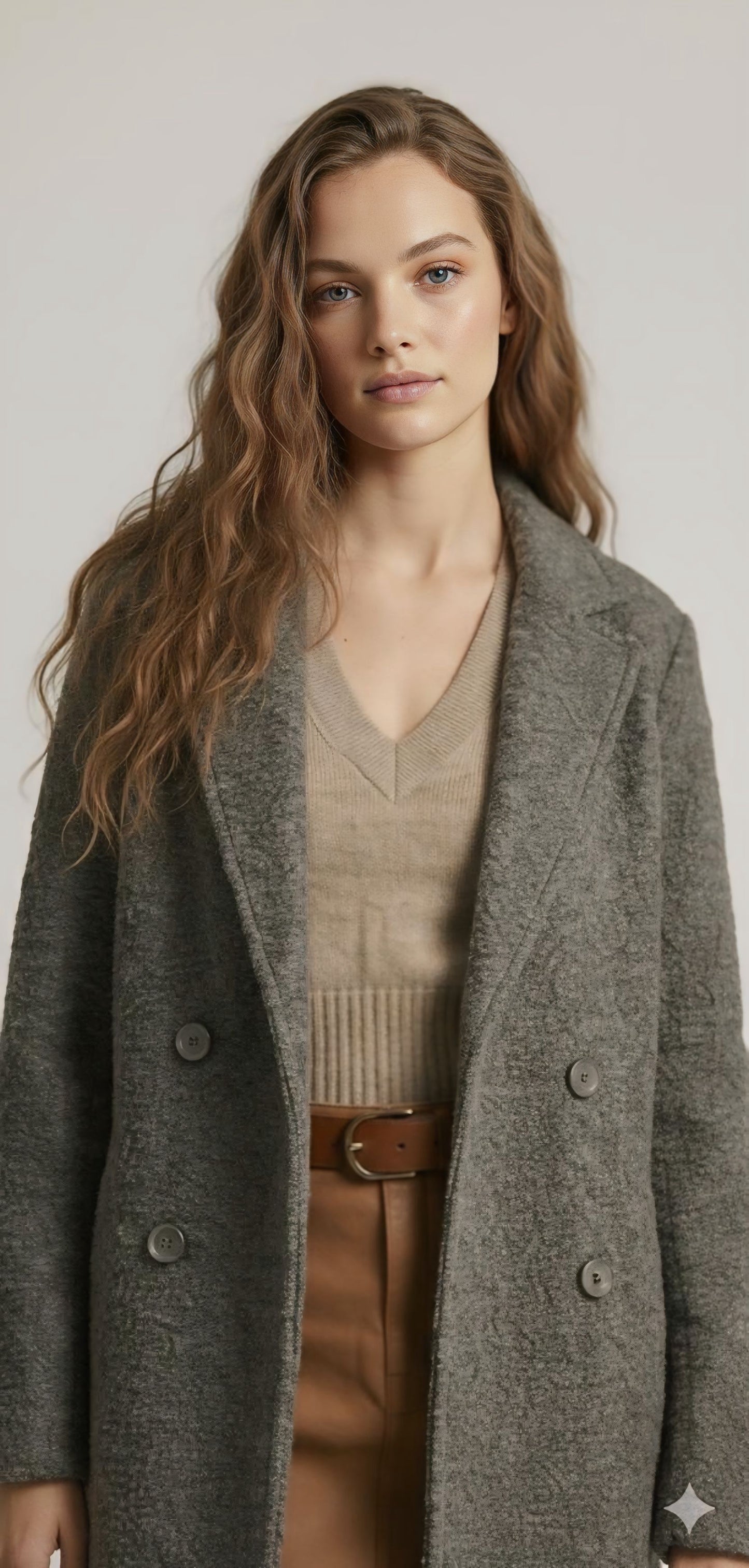 Grey Boucle Long Coat