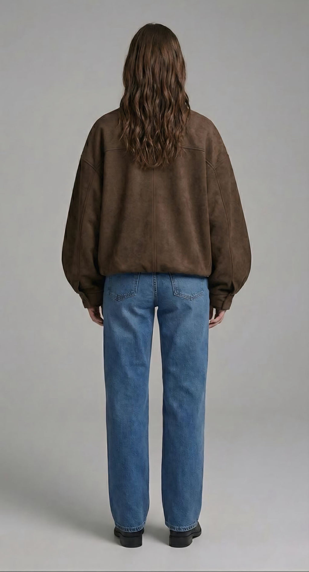 Brown Oversized Bomber Jacket