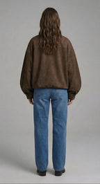 Brown Oversized Bomber Jacket