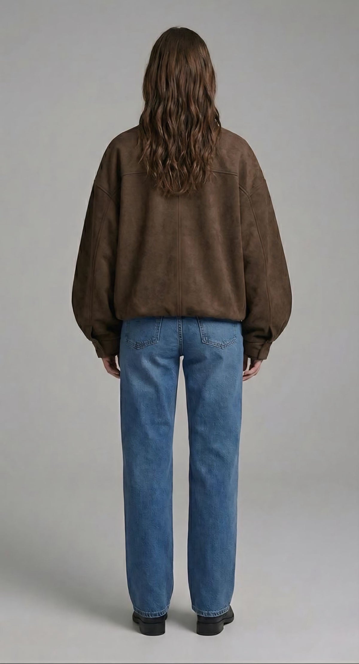 Brown Oversized Bomber Jacket