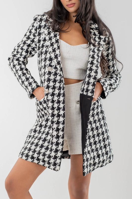Celeste Houndstooth Wool Coat
