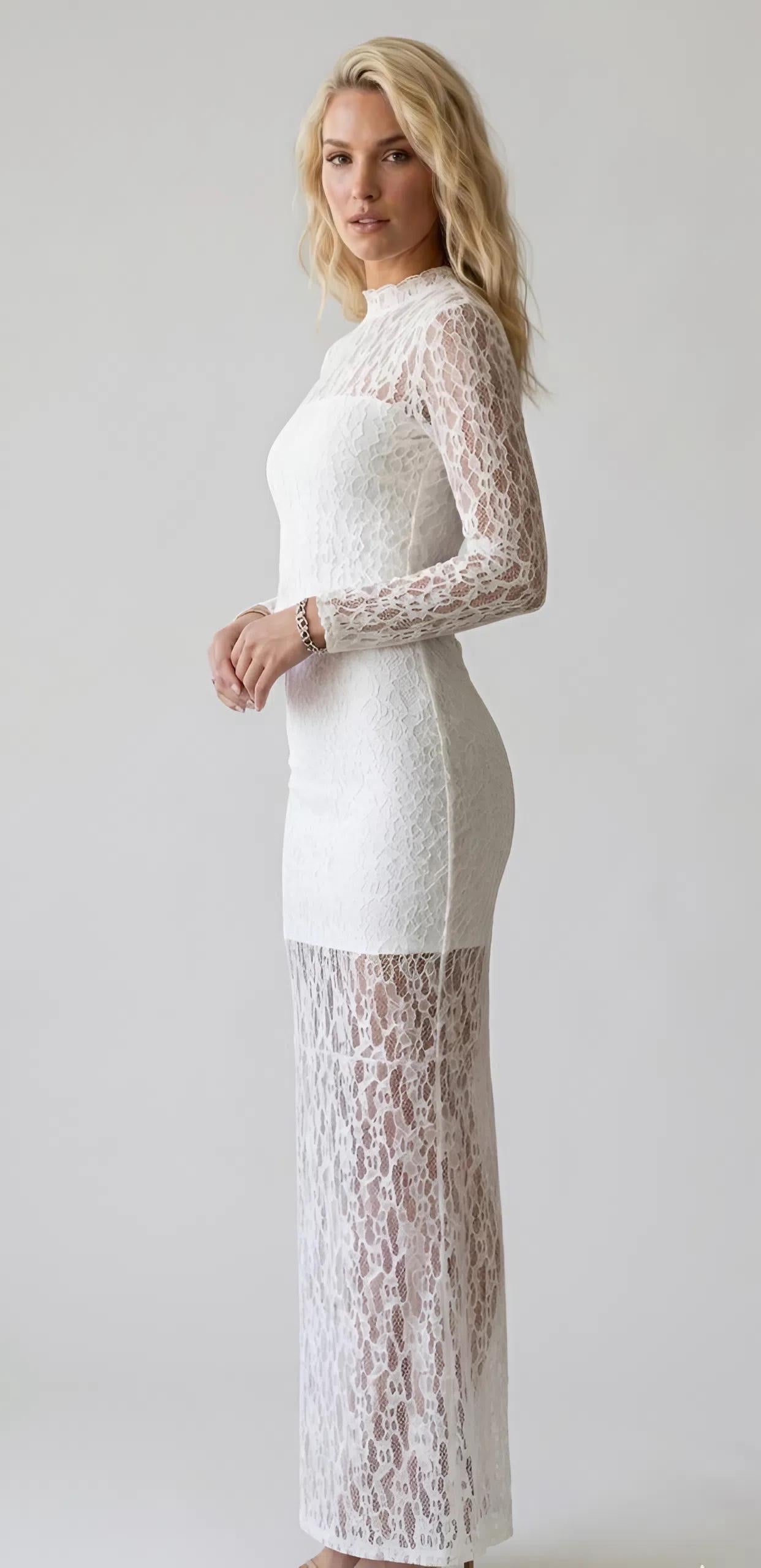 White Textured Two Piece Maxi Set