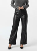 Black Leather Wide Leg Pants