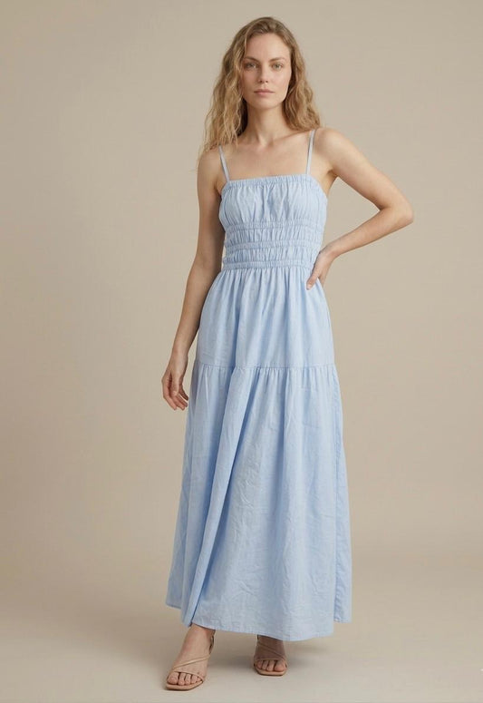 Light Blue Smocked Maxi Dress