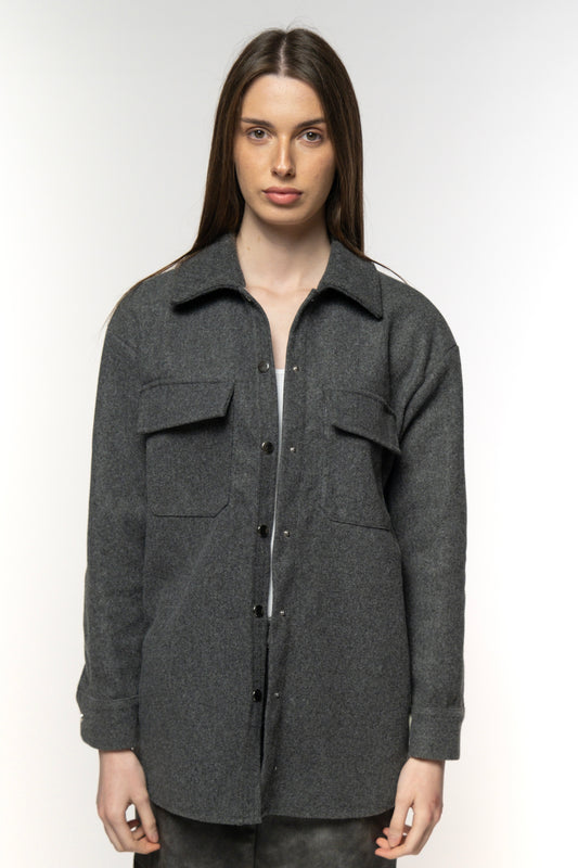 Charcoal Utility Wool Shirt
