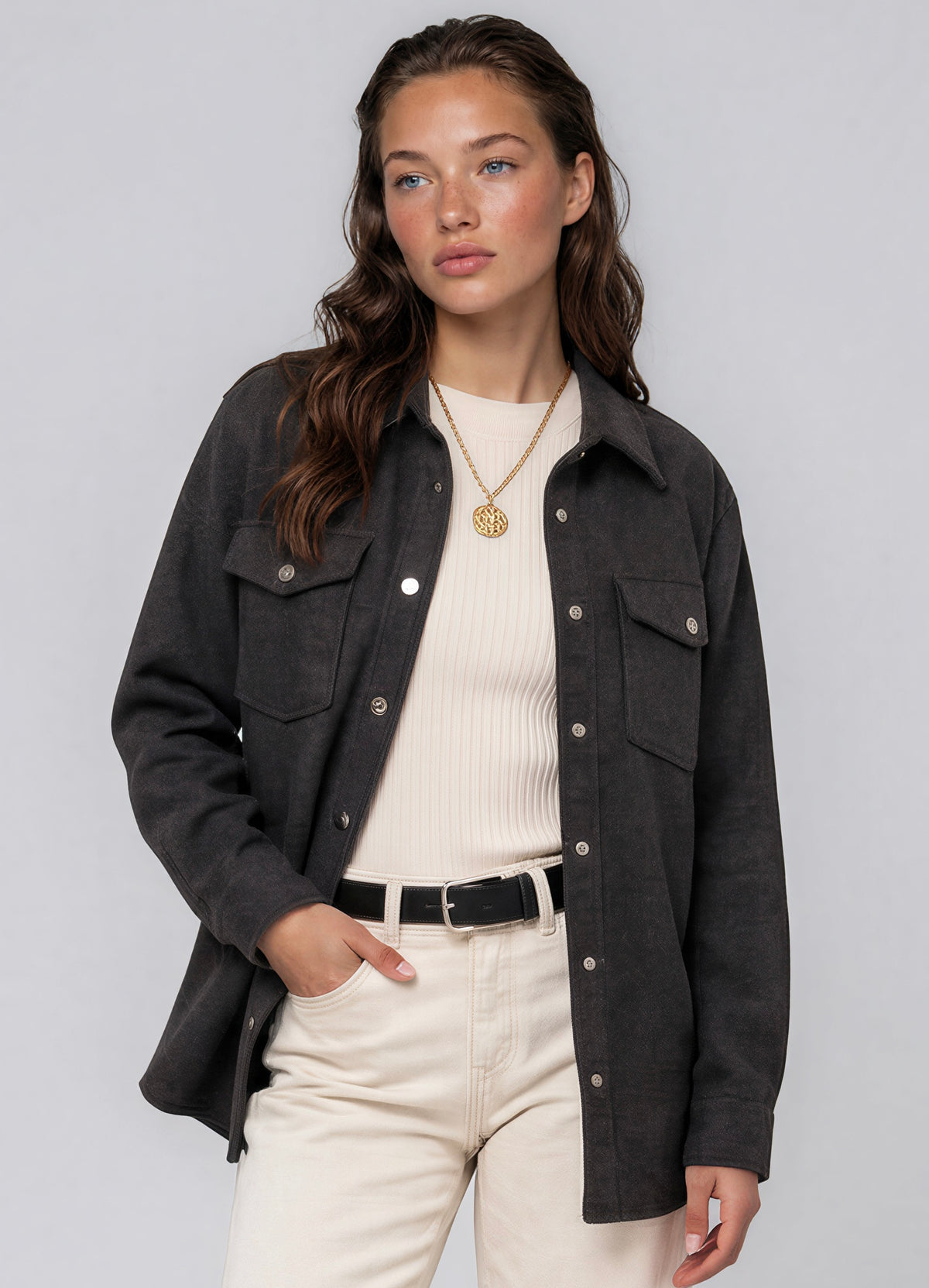 Charcoal Utility Wool Shirt