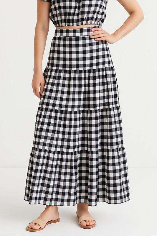 Gingham Tiered Skirt