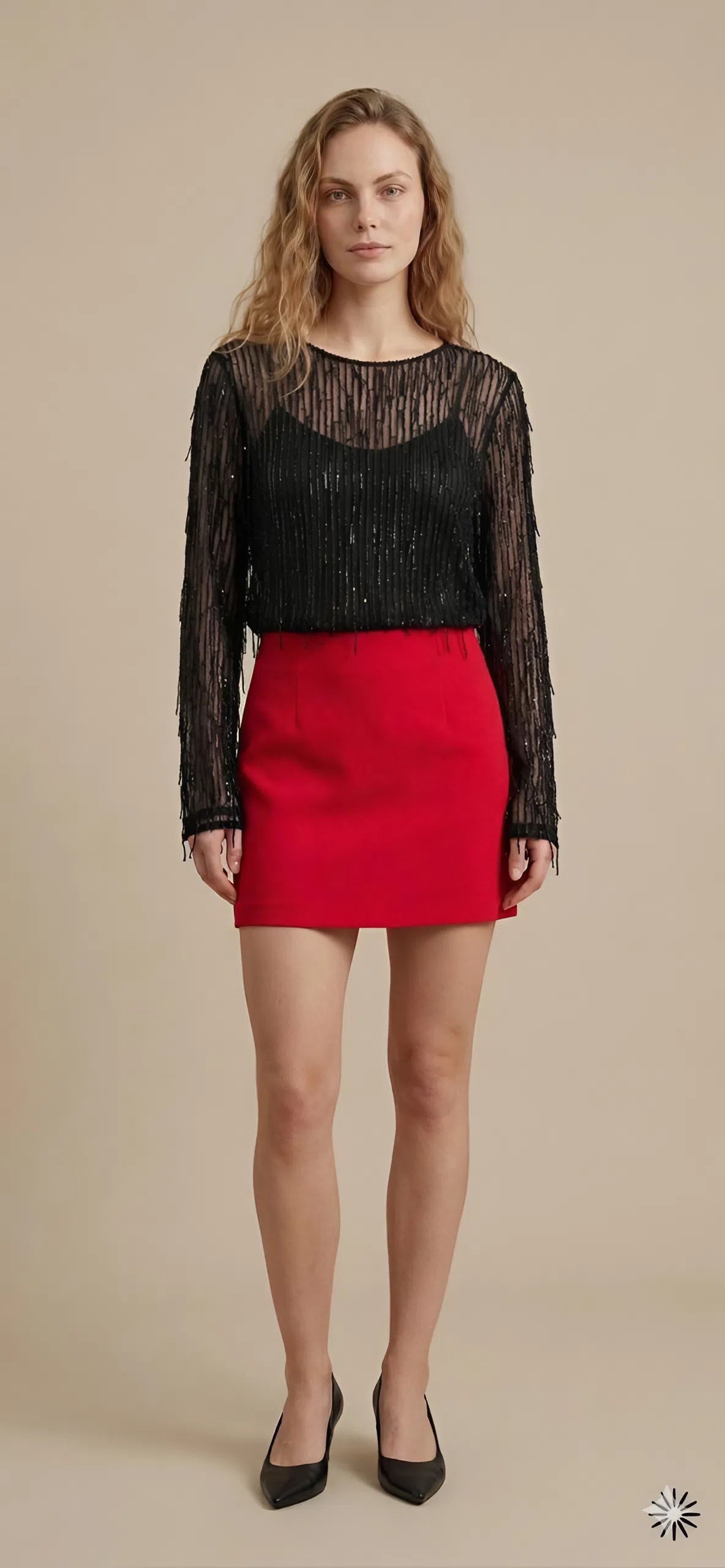 Black Sheer Beaded Blouse