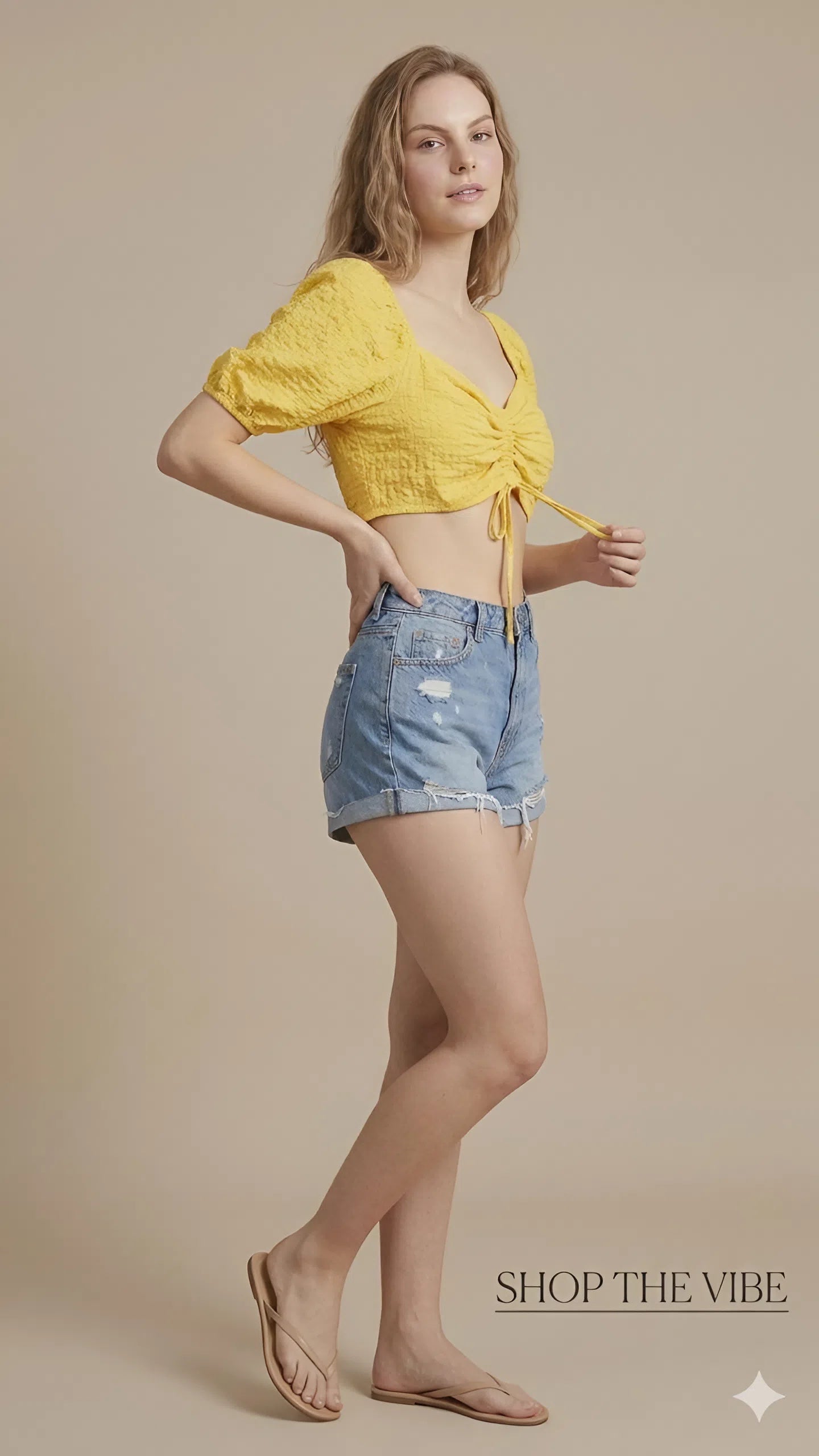 Yellow Quilted Crop Top