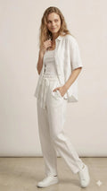 White Linen Relaxed Trousers