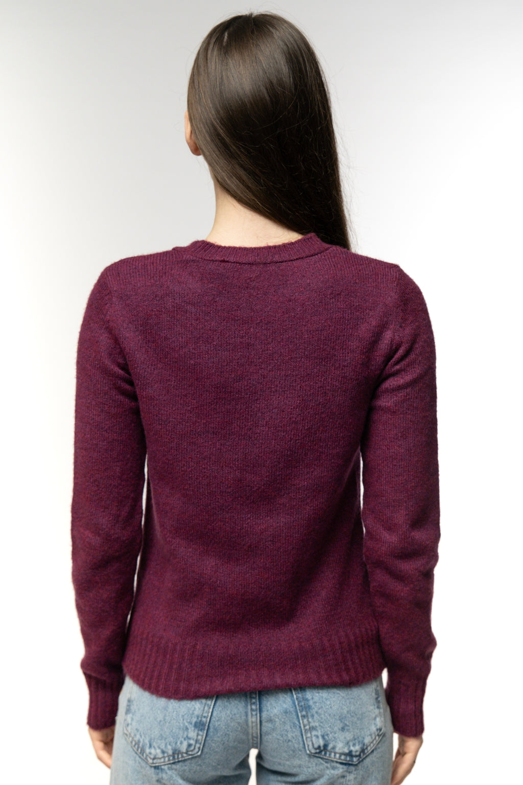 Plum Ribbed Knit Pullover