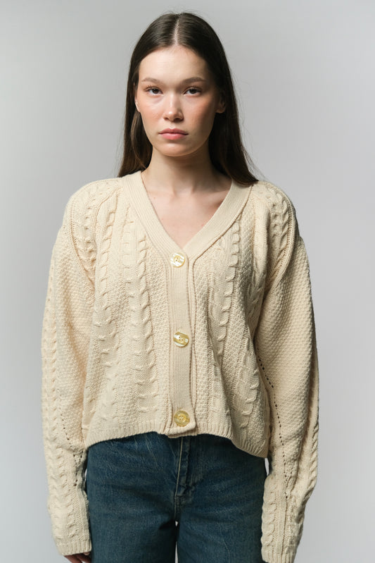 Off white cable knit cardigan