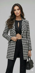 Celeste Houndstooth Wool Coat