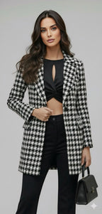 Celeste Houndstooth Wool Coat