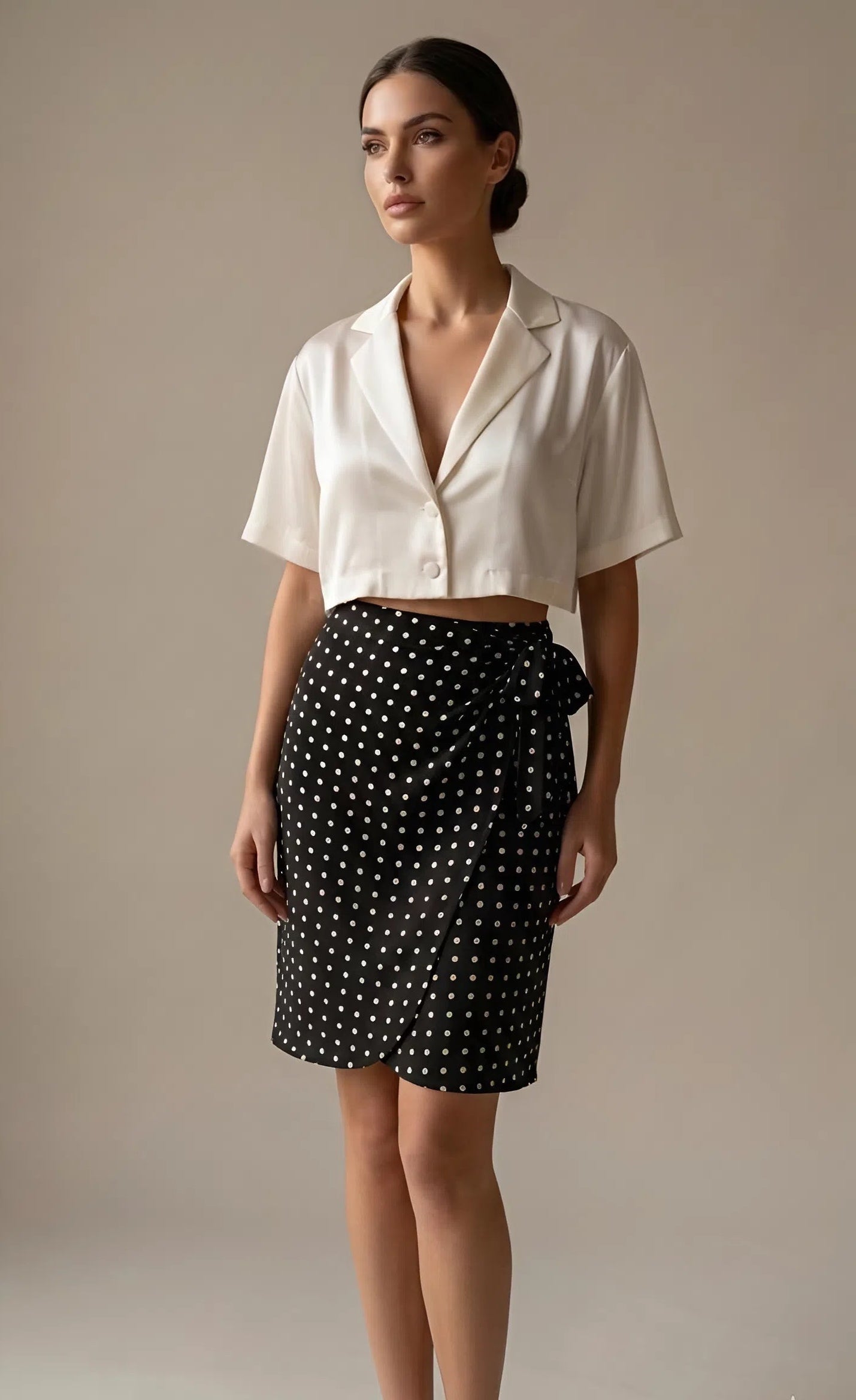 Black Polka Dot Midi Skirt