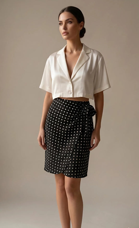 Black Polka Dot Midi Skirt