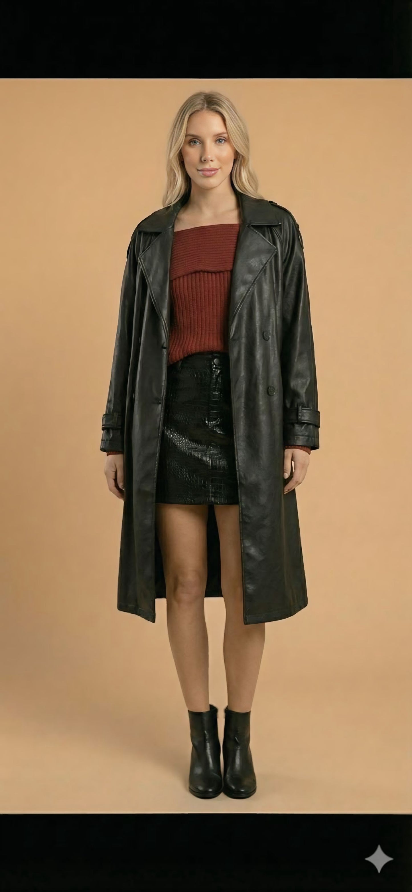 Nova Faux Leather Trench Coat