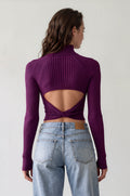 Scarlet Ribbed Cutout Pullover