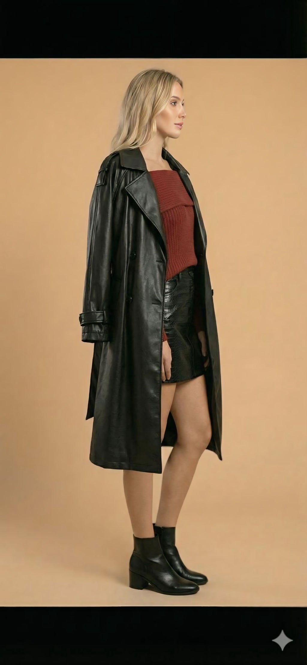 Nova Faux Leather Trench Coat