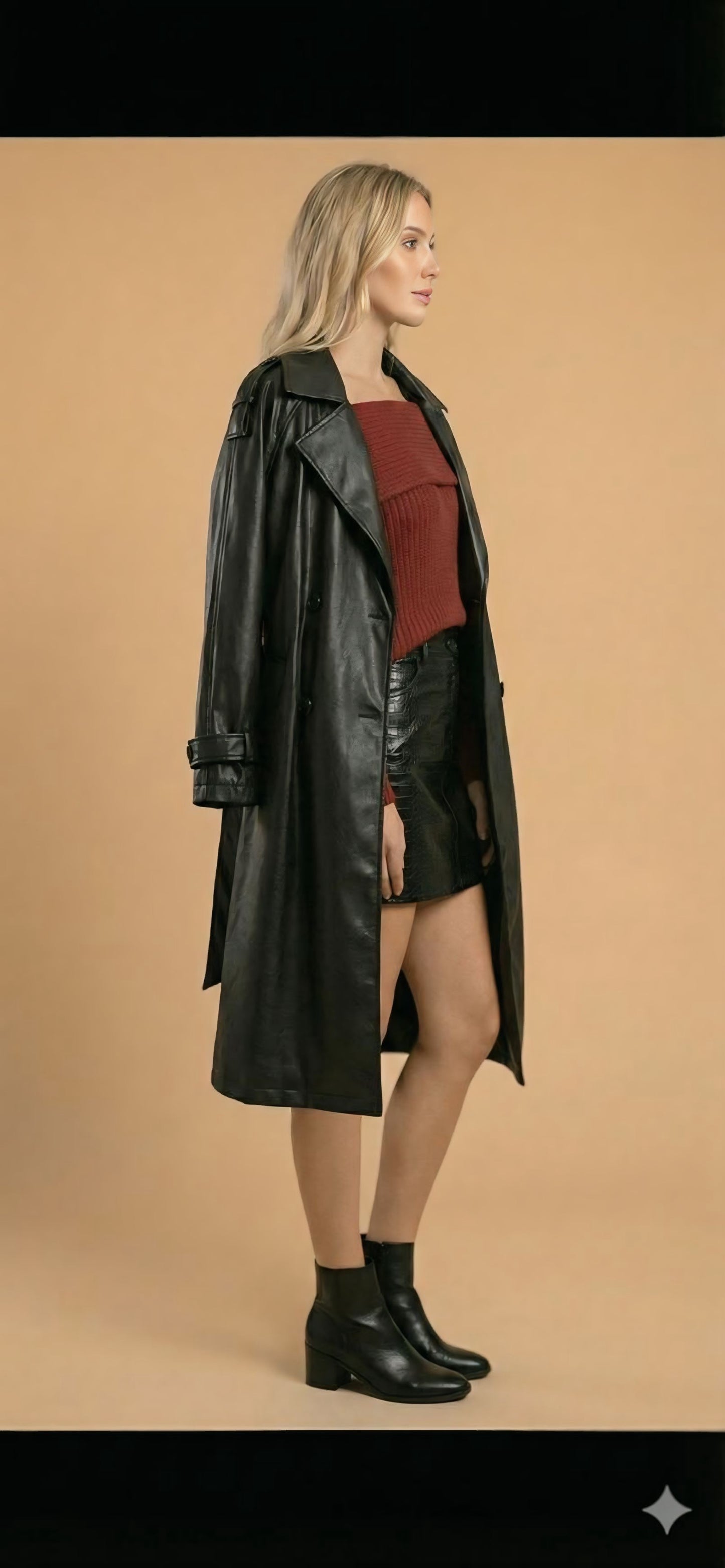Nova Faux Leather Trench Coat
