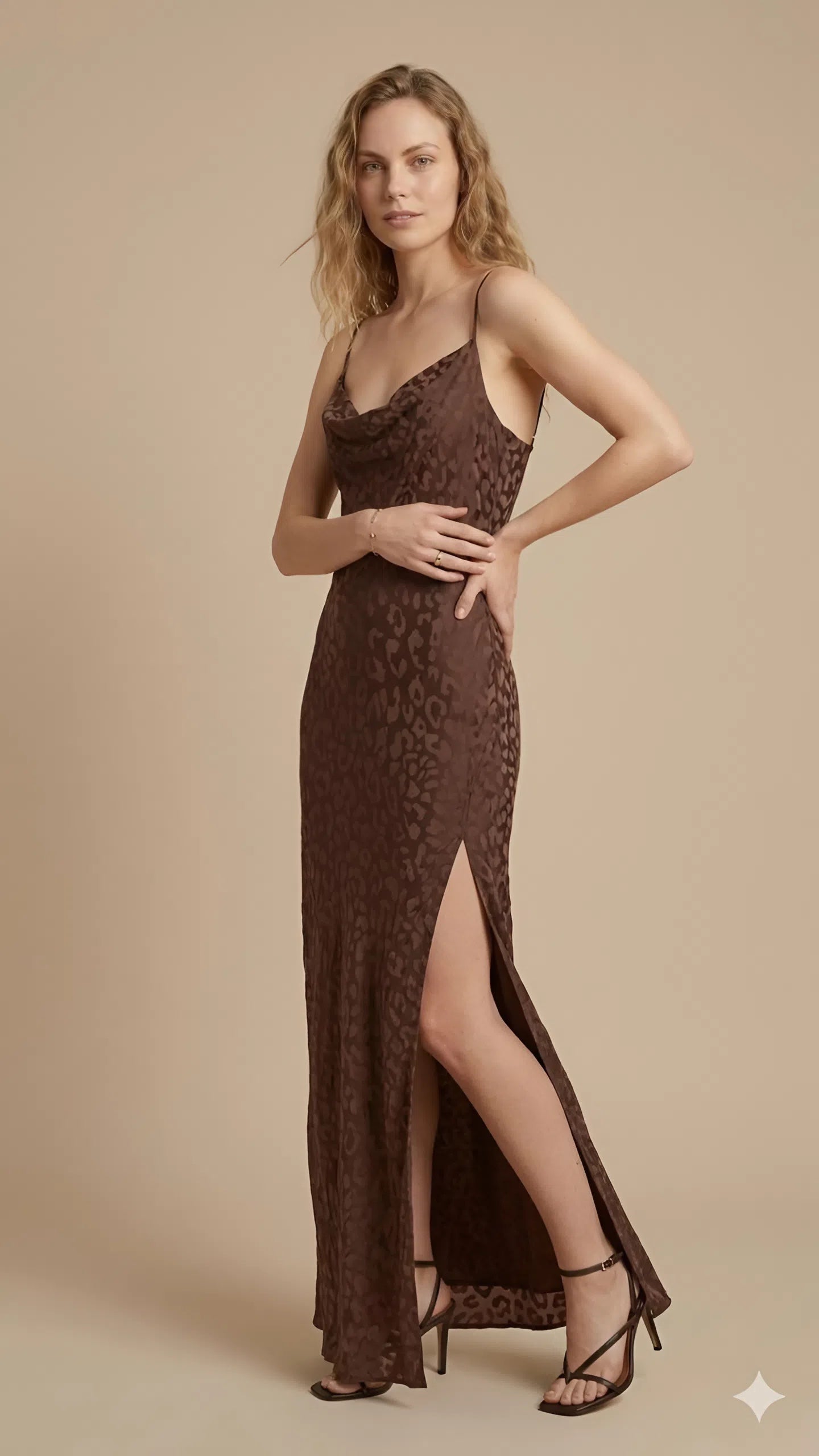 Cleo Satin Animal Print Slip Dress