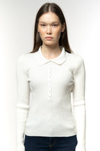 Ivory White Polo Sweater