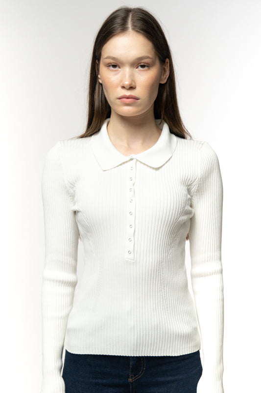 Ivory White Polo Sweater