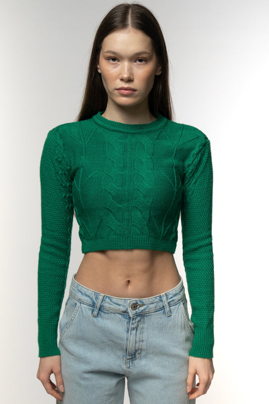Emerald Knit Crop Sweater
