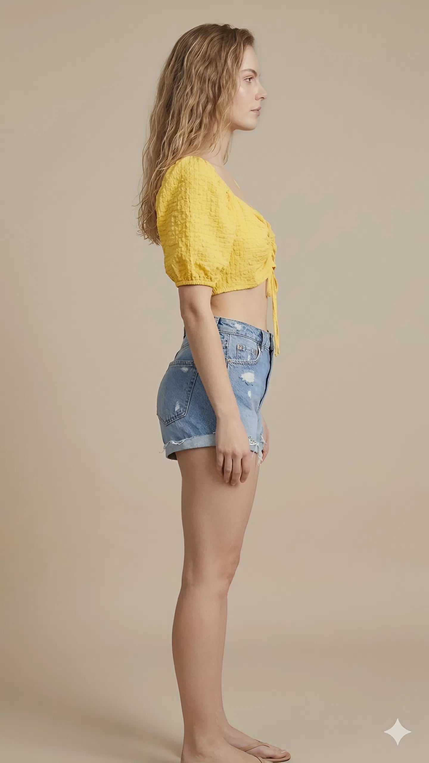Yellow Quilted Crop Top
