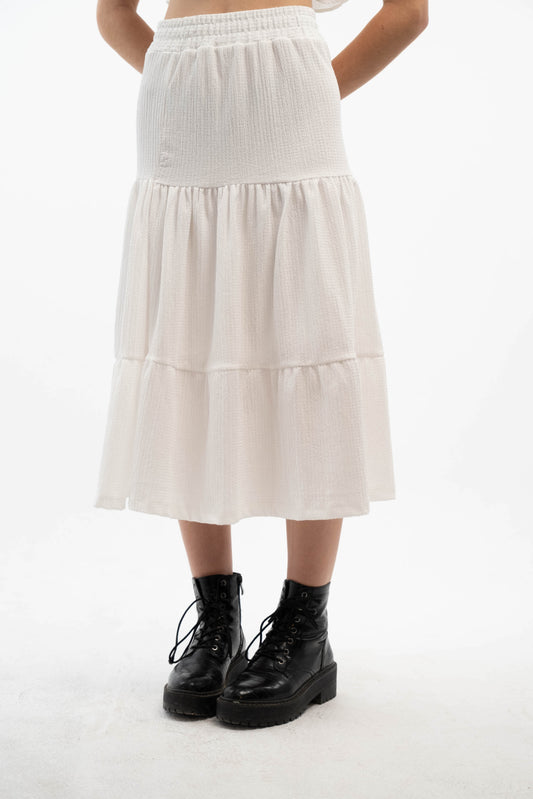 White Maxi Tiered Skirt