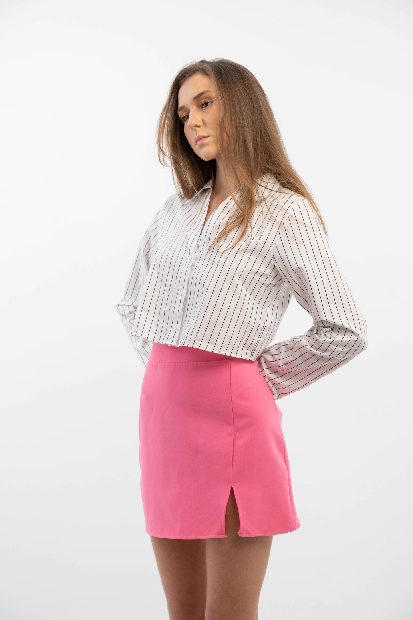Pink Mini Skirt With a Slit