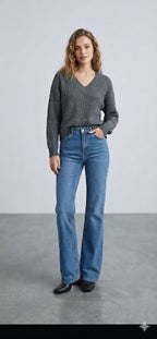 Charcoal V-Neck Knit Sweater